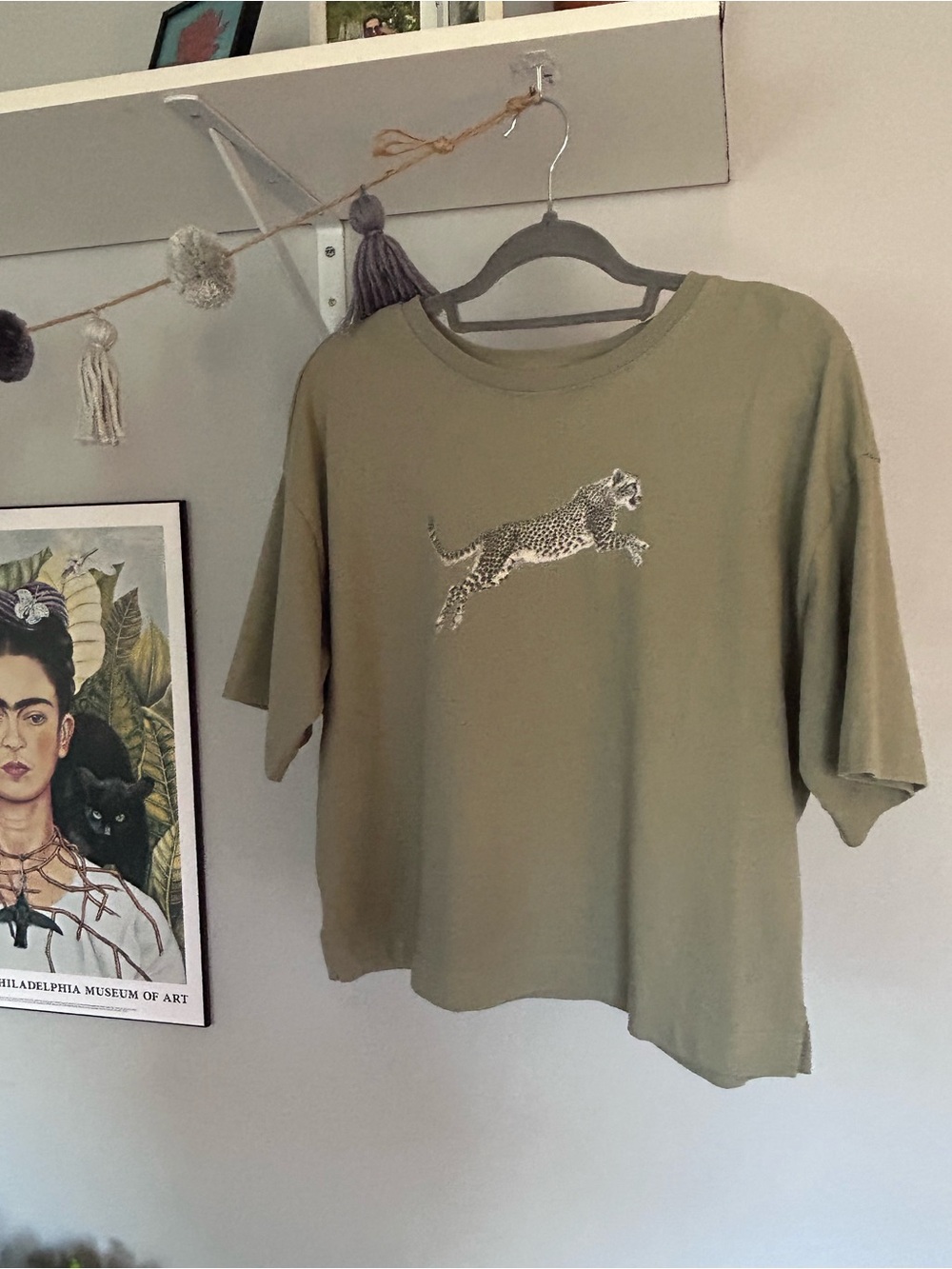 LOFT Olive Green Leopard Graphic Crop Tee - Women